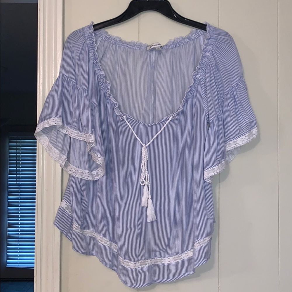 short length striped shirt